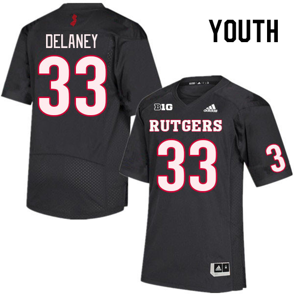 Youth #33 Donovan Delaney Rutgers Scarlet Knights College Football Jerseys Stitched Sale-Black - Click Image to Close